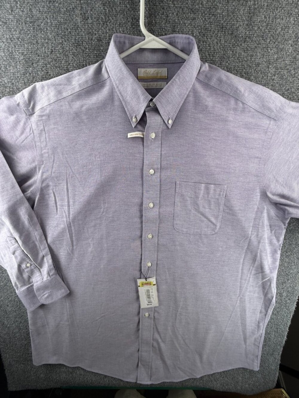 NWT Roundtree Yorke Gold Label Button Up Purple Non Iron Easy Oxford 17.5 34